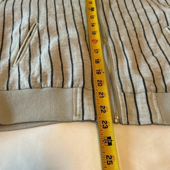 Patrizia Luca Milano Bomber Jacket Zip Up Grey Striped Long Sleeve Size S - Picture 12 of 12